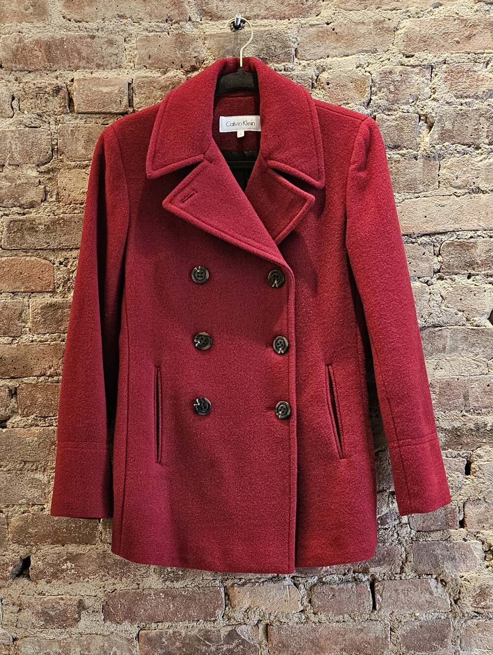 Calvin Klein Wool Cashmere Double-Breasted Pea Coat